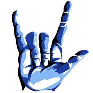 Sign  Language &#39;I Love You&#39; (Blue, Pink, Purple)