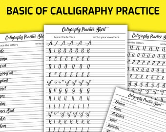 Basics of Calligraphy Practice Sheet Templates | Calligraphy Printable | iPad Procreate Calligraphy | digital download