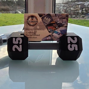 Fitness Dumbbell Business Card Holder – Perfect for Trainers, Gym Owners and Wellness Pros – Unique Desk Accessory & Gift Idea!