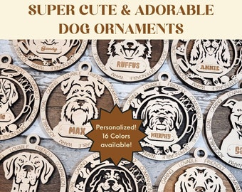 Cute & Adorable Dog Ornaments/Hangers personalized with your Dogs name! | Great Gift for Dog Owners and Lovers | Most Breeds available!
