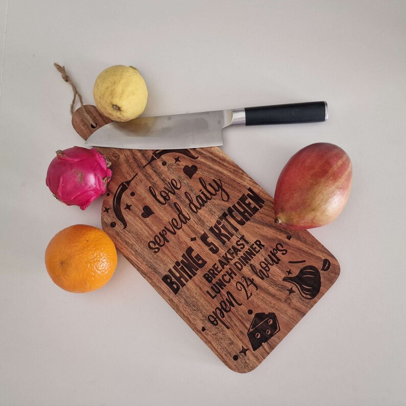 Personalized Acacia Wood Cutting Board: Engraved Charcuterie Board - Etsy