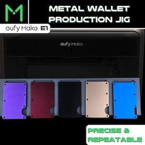 EufyMake E1 Metall Brieftasche Produktion Jig - Kleines Bett | Hält 5 schmale Brieftaschen - UV Drucker Jig - EufyMake E1 Jig