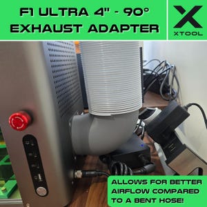 xTool F1 ULTRA 4&quot; Curved Exhaust Adapter | Space-Saving, Improved Airflow, Easy Installation, No more Bent Hoses