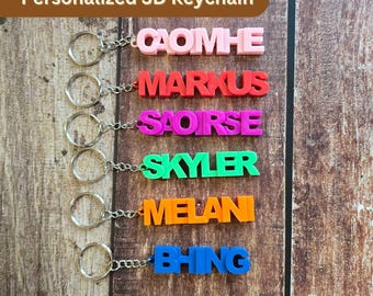 Personalized Name Keychain - 3D printed - Custom Keyring Gift, Party Favor, School Bag Tag, Gift for Children, Gift for Him, Gift for Her!