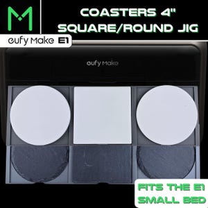 EufyMake E1 Untersetzer Produktionsvorrichtung - 4 "Rund/Quadratisch - Kleines Bett | Hält 3 Untersetzer - UV Printer Jig - EufyMake E1 Jig