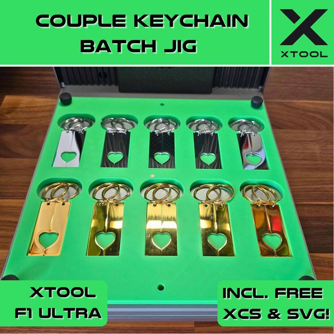 Xtool Key Ring Xtool F1/F2 Ultra Couple Keychain Batch Jig – Engrave 10 Pairs (20 ...