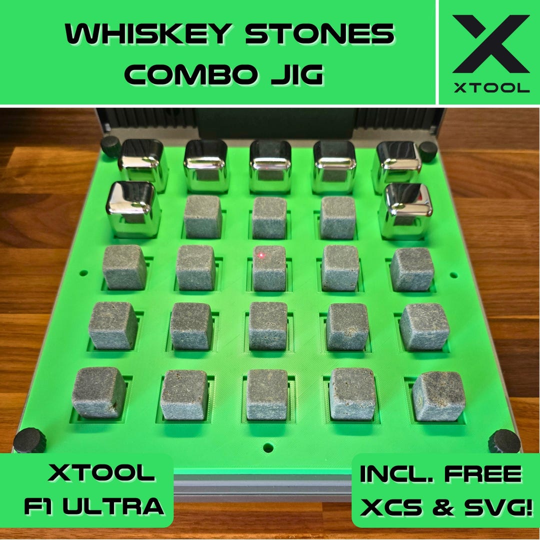 Xtool F1/F2 Ultra Whiskey Stones Combo Jig – Engrave 25 Stones (20mm ...