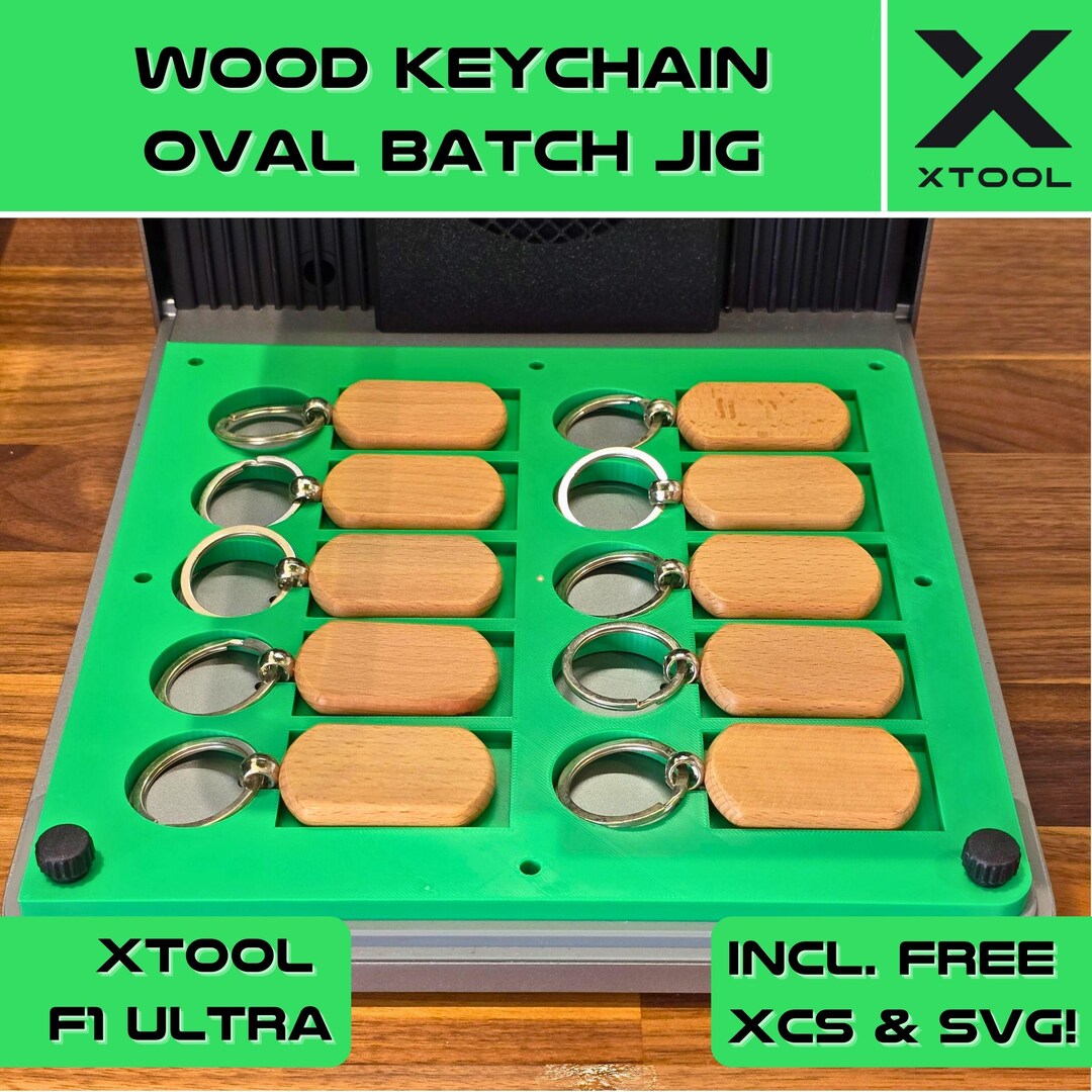 Xtool Key Ring Xtool F1 Ultra & F2 Ultra Keychain Jig: Holds 10 Oval Wood Keychains ...