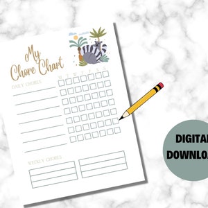 Chore Chart for Kids Printable Chore Chart Cute Kids Chore - Etsy