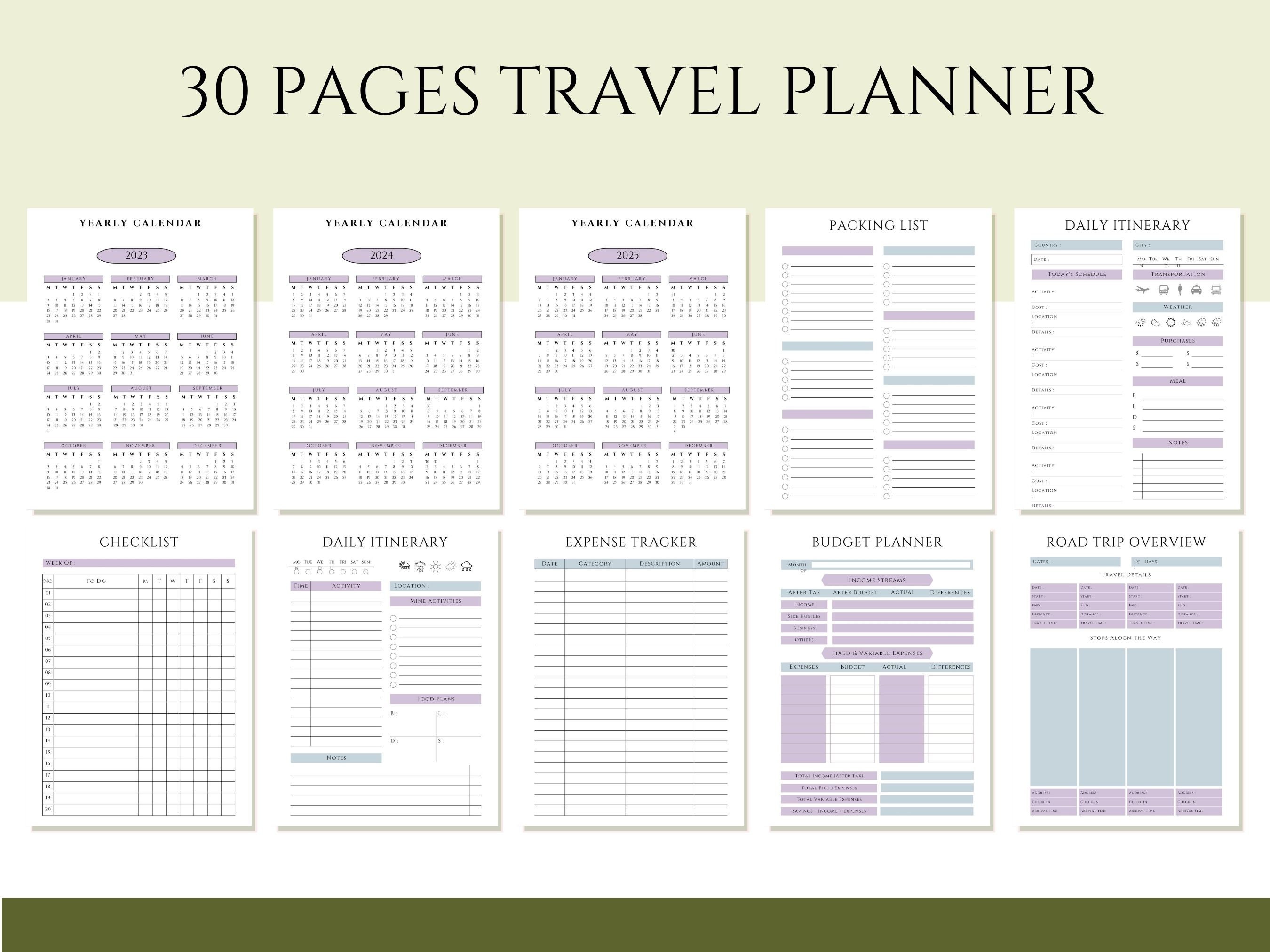 Printable Travel Planner Travel Journal Trip Itinerary Template ...