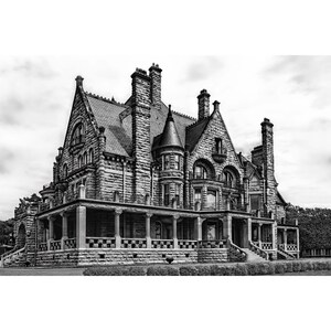 Victoriaans kasteel, zwart-wit, mystiek, middeleeuws, kunst aan de muur, neutraal interieur