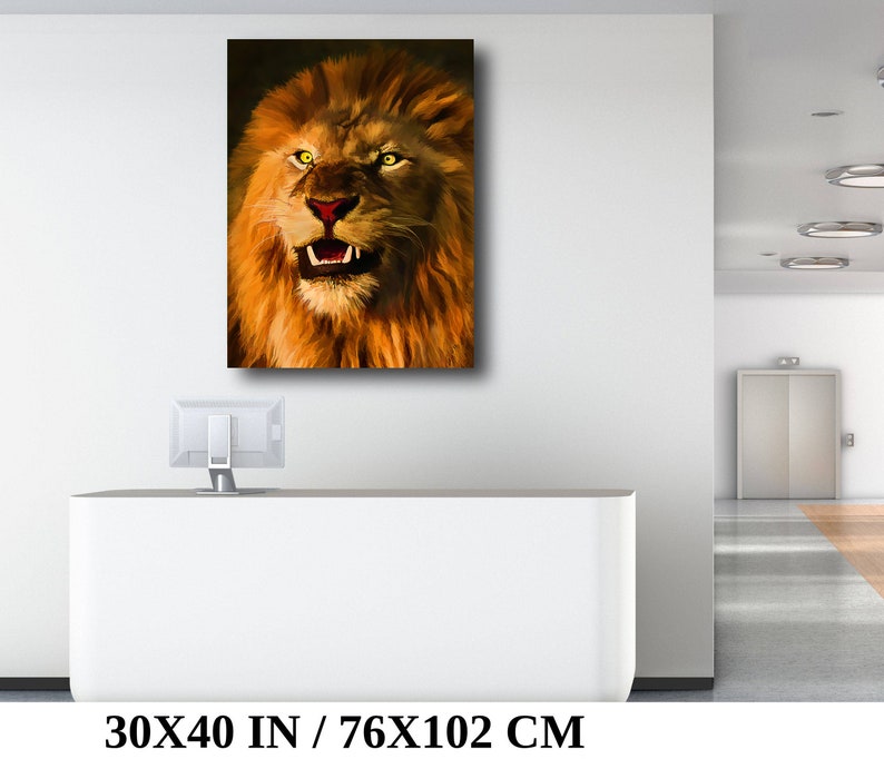 Lion Wall Art, Softly Painted Wild Animal Print, Rustic Home Decor ...