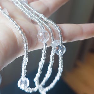 Premium Handmade Clear Quartz and Glass Waistbeads – Adjustable Crystal Belly Chain Jewelry - Gift for her - Beach jewelry