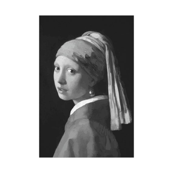 Girl with a pearl earring black and best sale white