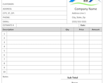 Job Estimate Template, Microsoft Word Editable Doc, Google Doc, Printable Construction Bid Form
