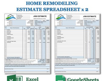 Home Remodeling Estimate Template Fully Editable in Excel and Google Sheets