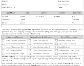 HVAC Maintenance Agreement in Microsoft Word & Google Docs