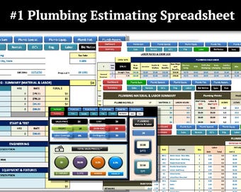 Plumbing Estimating Spreadsheet | Digital Download | Job Cost Calculator for Plumbing Projects | Excel