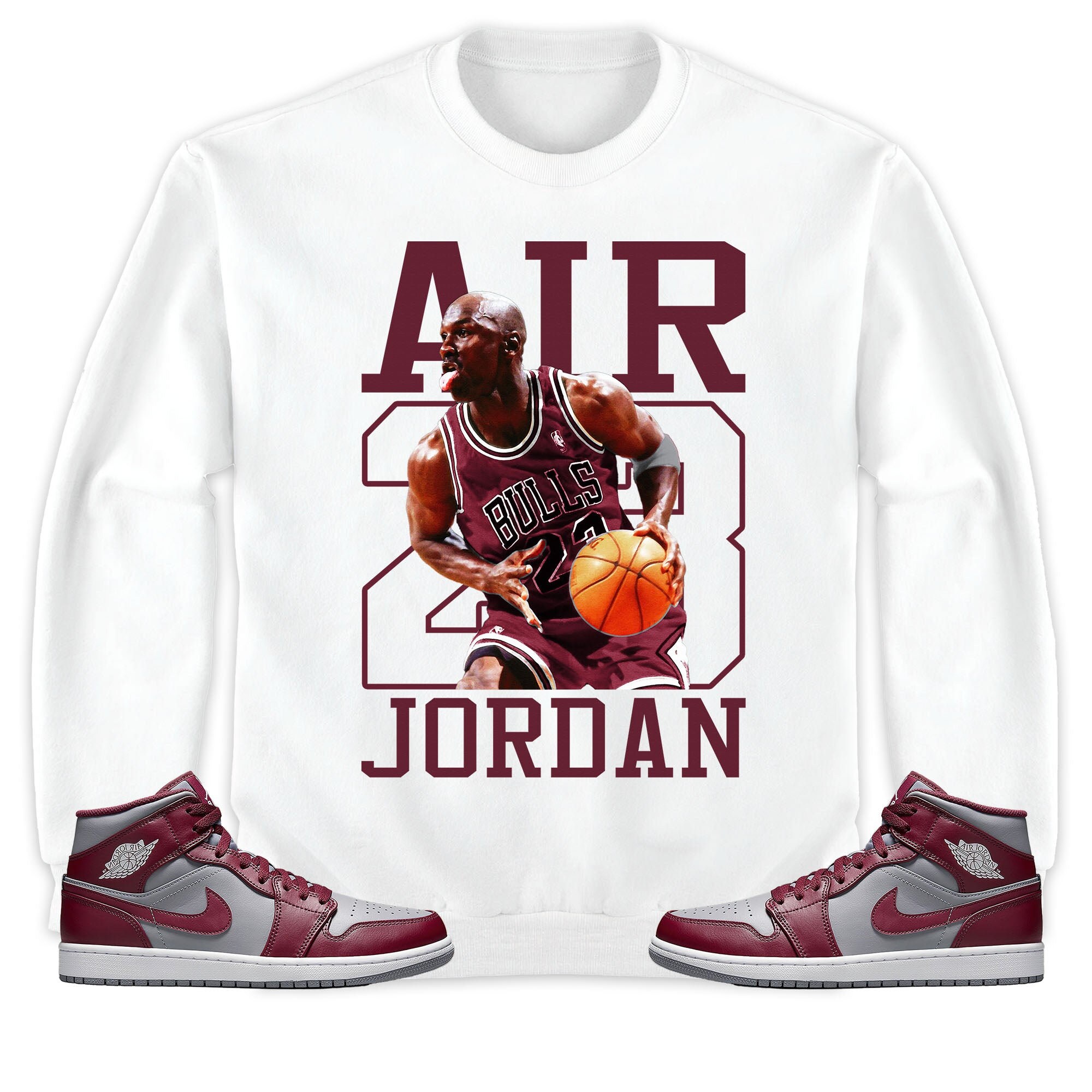 Jordan 1 Mid Cherrywood Team Red Unisex Tshirt Sweatshirt Etsy