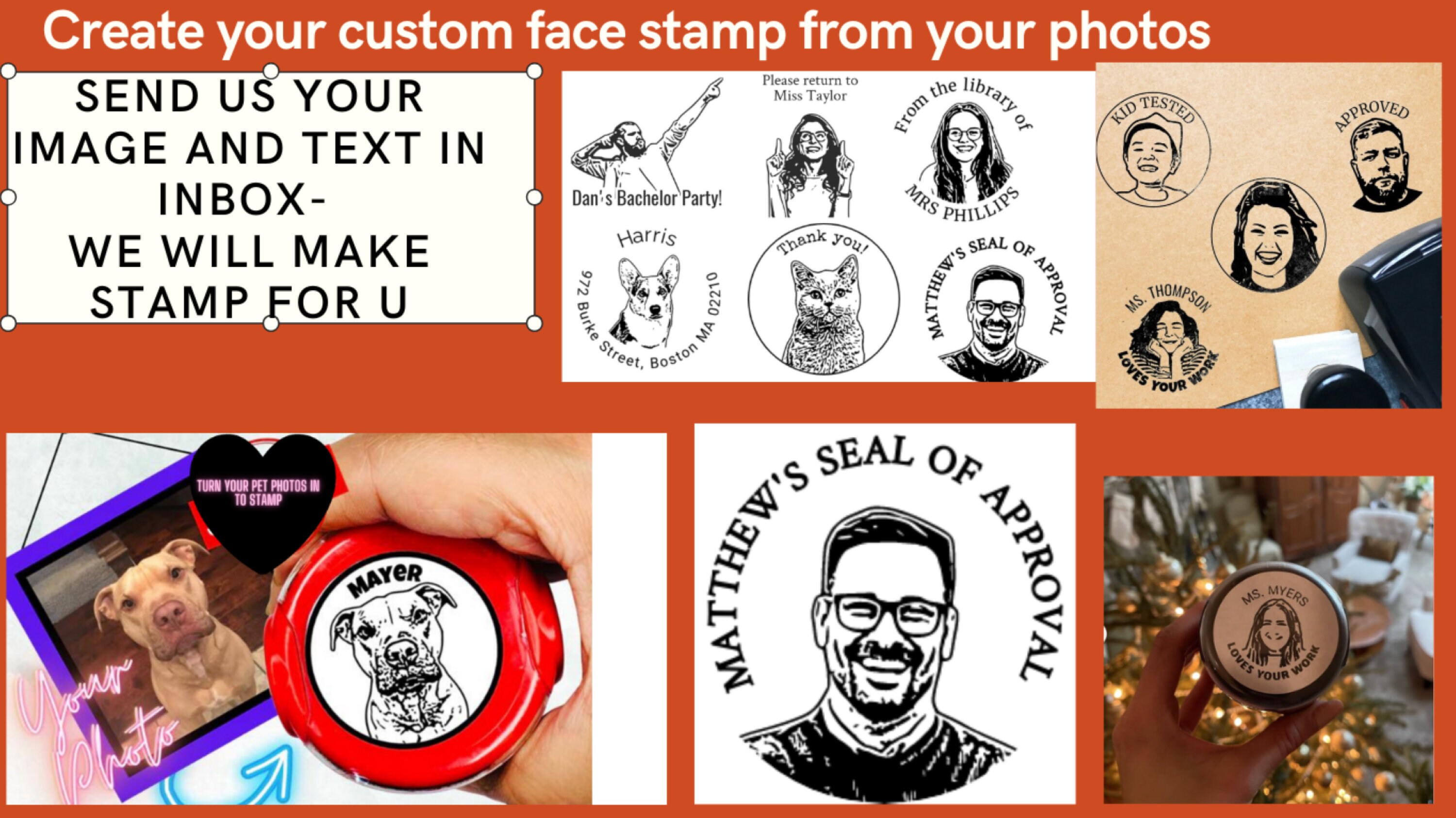 Custom Portrait Stamp Custom Face Stamp Couples Stamp Etsy UK