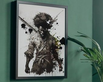 Female Afro Samurai Black Art Digital Download Home 