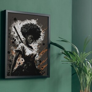 Female Afro Samurai Black art Digital Download Home Decor African American art image 2