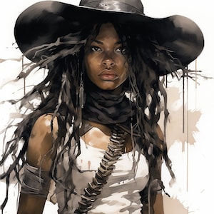 Female Afro Samurai Black Art Digital Download Home