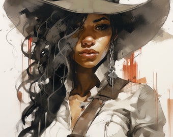 Black art | Digital Download | Afro woman  | home decor | African American art | Black Cowgirl