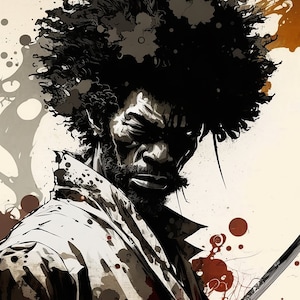 Samurai Afro Black Yasuke Sengoku Warrior Ronin Anime Fan Poster