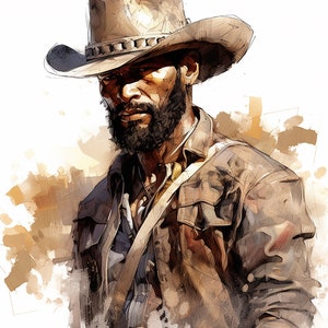 Schwarze Kunst | Digitaler Download | Wohndekor | Afroamerikanische Kunst | Schwarzer Cowboy