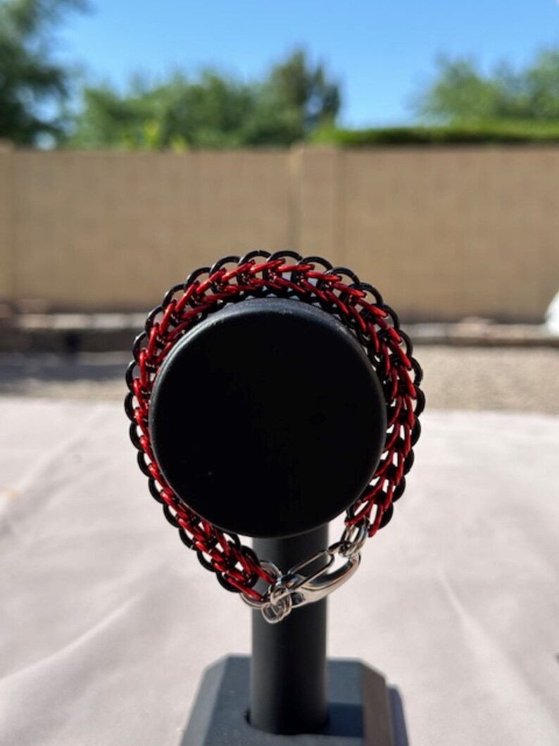 Red and Black Anodized Aluminum Bracelet 9..5 Etsy