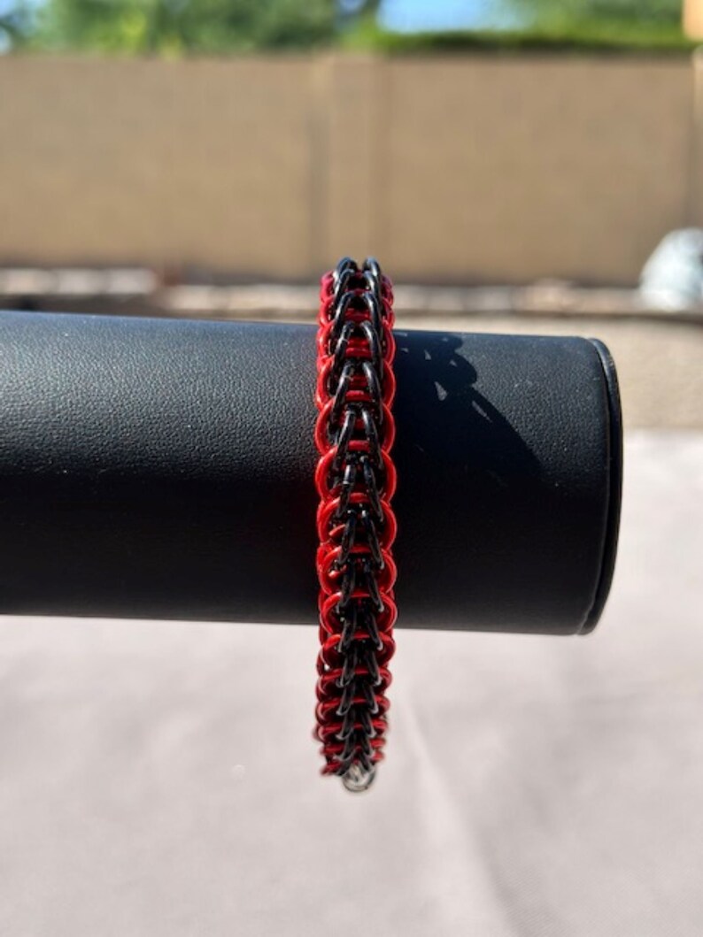 Red and Black Anodized Aluminum Bracelet 9..5 Etsy