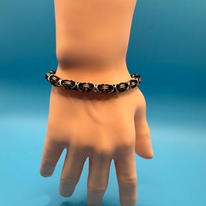 Stainless Steel and Black and Copper Anodized Aluminum - Byzantine  Bracelet