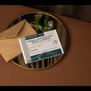 Unique Travel Theme Bridal/Wedding Shower Boarding Pass Invitation - Digital, editable, and adorable