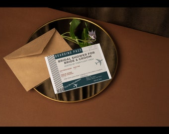 Unique Travel Theme Bridal/Wedding Shower Boarding Pass Invitation - Digital, editable, and adorable
