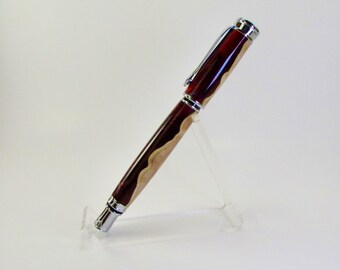 Executive Style Rollerball Pen - Maple Wood & "Deep Space" Acrylic with Gunmetal Hardware