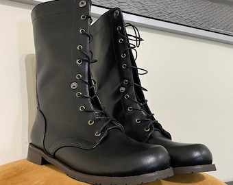 Leather High Ankle Lace Up Boots.