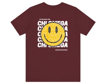 Chi Omega Smiley Jersey Short Sleeve Tee