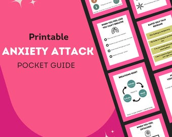 Printable Mental Health Cards: Anxiety Attack Pocket Guides (Pink)