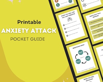 Printable Mental Health Cards: Anxiety Attack Pocket Guides (Yellow)