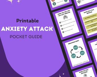 Printable Mental Health Cards: Anxiety Attack Pocket Guides (Purple)