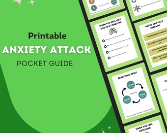 Printable Mental Health Cards: Anxiety Attack Pocket Guides (Green)