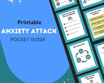 Printable Mental Health Cards: Anxiety Attack Pocket Guides (Blue)