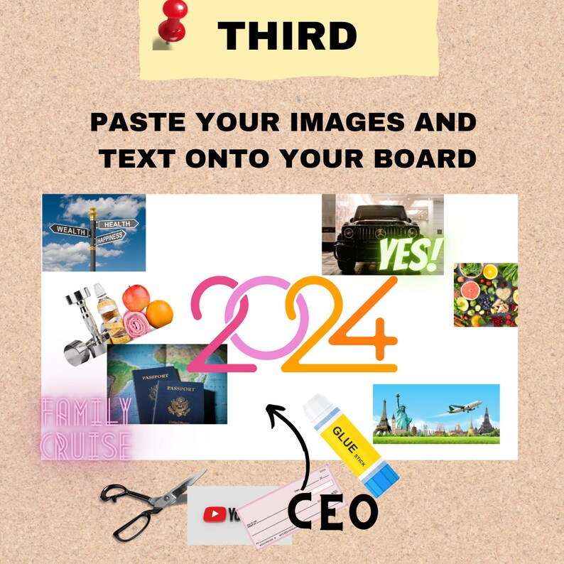 2024 Printable Vision Board, Manifestation Board Kit, Dream Board