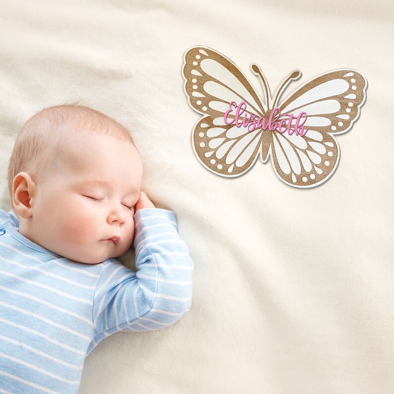 Custom Baby Announcement Sign Butterfly Birth Announcement Etsy