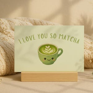 Ich liebe dich so Matcha Karte | Süßer Matcha Valentine | Digitaler Download Canva Vorlage | Bearbeitbare Matcha-Grußkarte