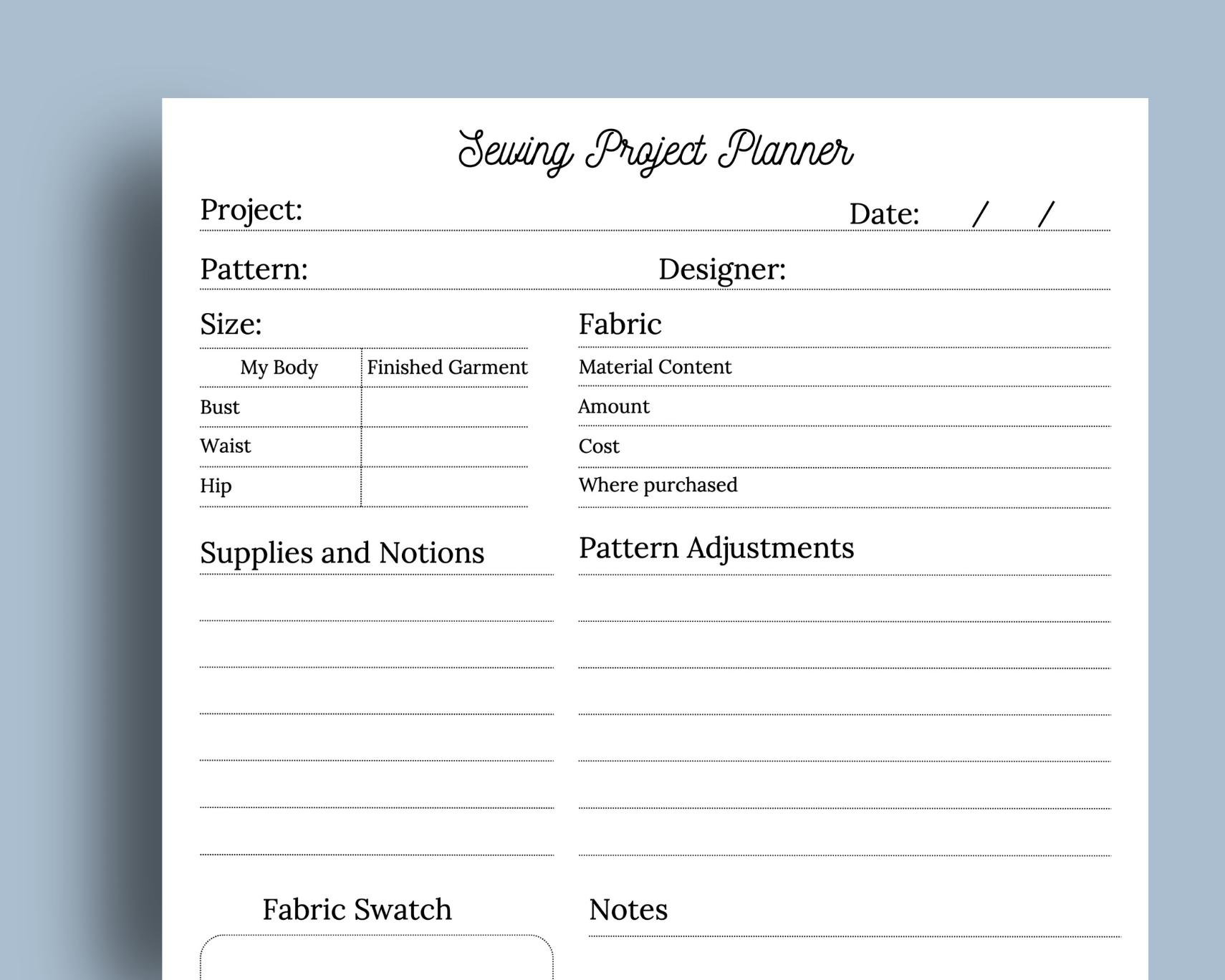 Sewing Pattern Planner | Sewing Planner PDF | PDF Sewing Planner - Etsy