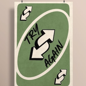 Trial and Again Poster Printable, reverse card Wall Art, Minimalist Design, Creative Process Print, Digital Download, Reverse card poster