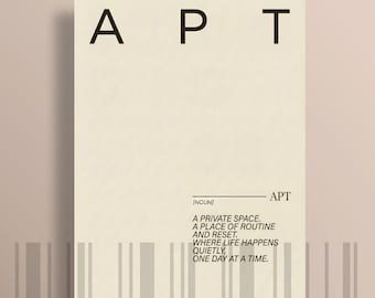 APT Definition Wall Art, Minimal Apartment Poster, Modern Typography Print, Neutral Home Decor, Instant Download