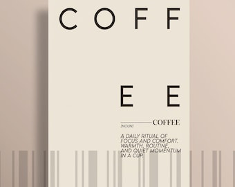 Coffee Definition Wall Art, Minimal Coffee Poster, Modern Typography Print, Neutral Coffee Decor, Instant Download